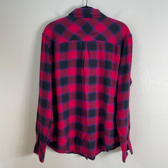 Rails Womens Large Milo Black Cherry Violet Plaid Button Up Flannel Shirt Top - Picture 6 of 7